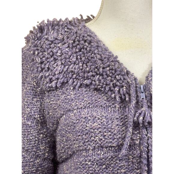 Ecuador purple zip front sweater, bohemian, artisan, folksy, cozy, chunky - Picture 4 of 6
